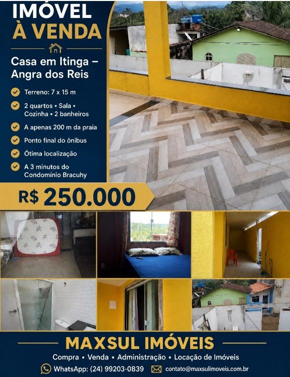🏡 SUA CASA EM ITINGA, ANGRA DOS REIS, PODE ESTAR AQUI! R$ 250.000!